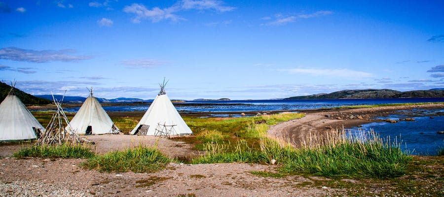 See traditional Lappish yurts used by the indigenous Sami people.